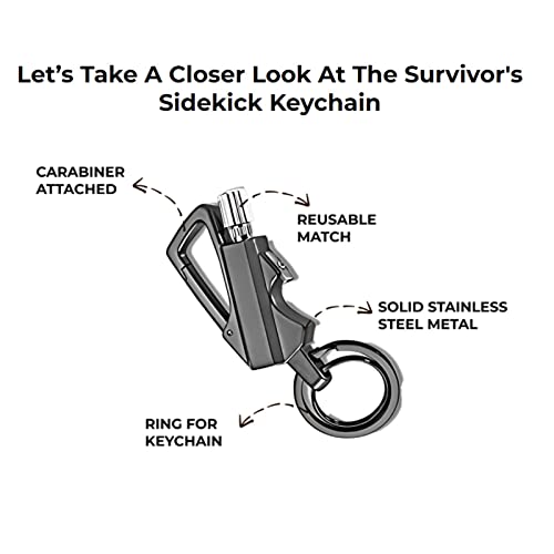 Match Fire Starter Keychain Bottle Opener, Permanent Match With Dual Side Flint Fire Starter, Refillable Lighter For Hiking Camping For Outdoor Survival, Suitable Emergency Rescue Equipment #TOP1