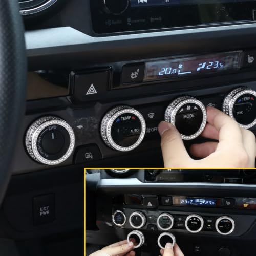 Image of Aluminum Alloy AC Knob Covers Kit for Toyota Tacoma 2016-2023 (4pcs Bling) - HVAC Control Button Covers, Metal Air Conditioner Dial Covers, Durable Interior Upgrade Accessories