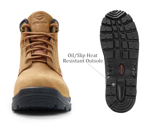 Image of SUREWAY Men's Waterproof Steel /Soft Hiking Work Boots, Lightweight Ultility Lace Up Round Toe Shoes,Water Proof Tactical Military Outdoor Ankle Mens Boot for Construction, Roofing, Hunting, 9.5