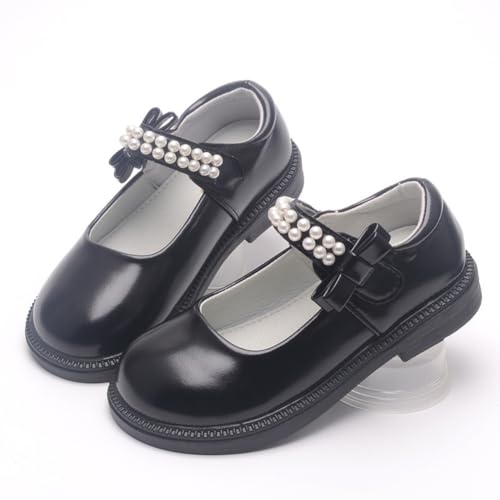 Girl's Mary Jane Dress Shoes School Uniform Oxfords Pearl Strap Flower Girl Wedding Party Flats(Toddler/Little Kid)4
