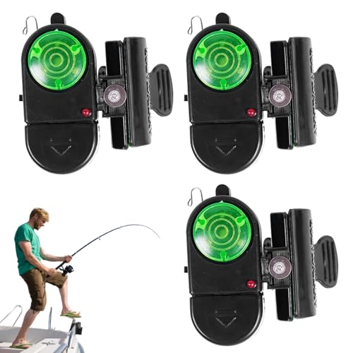 DAZZTIME Détecteurs de Touche électroniques,3 Pièces Alarme de Pêche.Avertisseurs de Touche pour Canne À Pêche,avec Indicateur Lumineux,Accessoires de Pêche,pour...
