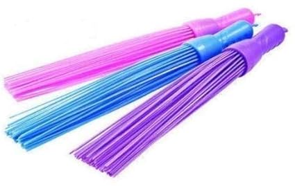 STAR PRINSE Durable Plastic Hard Bristle Broom (Random Colours, Large)(Pack of 3)