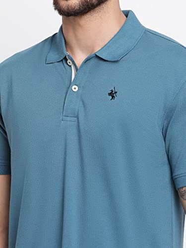 Image of Cantabil Men's Cotton Blend Solid Polo Neck T-Shirt (Regular Fit)