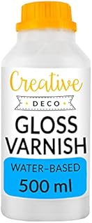 Creative Deco Acrylic Gloss Varnish | 500ml | Clear, Colourless, Transparent Varnish for Acrylic Paint | Glossy & Satin Finish | Surface Protection | Water-Based & Non-Toxic | Interior & Exterior Use