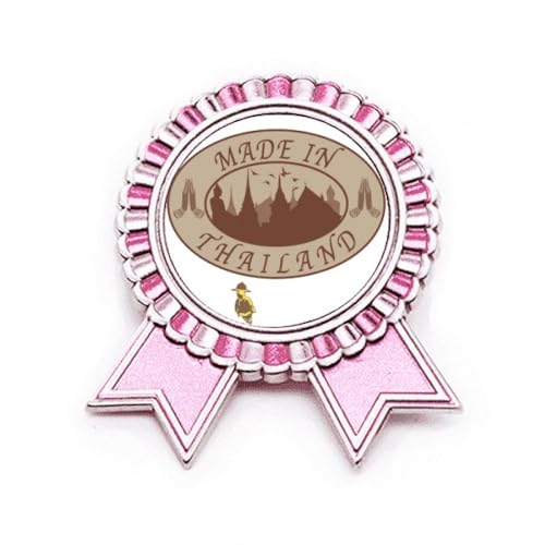 Broche Thaïlande Village prospère rose en métal taille M pour femme