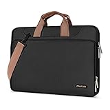 MOSISO 360 Protective Laptop Shoulder Bag Compatible with MacBook Pro 16 inch A2141/Pro Retina A1398, 15-15.6 inch Notebook, Briefcase Sleeve with Back Trolley Belt, Black