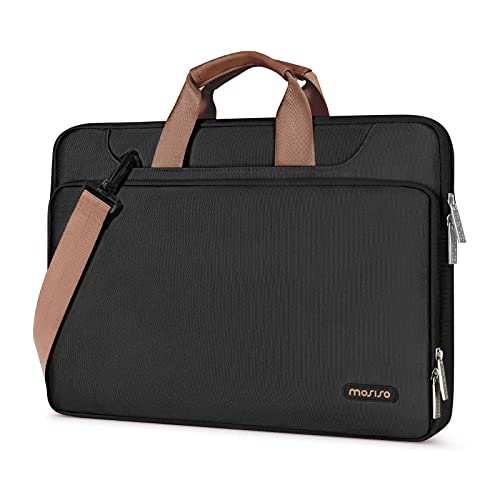Super Brands MOSISO 360 Protective Laptop Shoulder Bag Compatible with MacBook Pro/Air 13 inch, 13-13.3 inch Notebook Computer, Briefcase Sleeve with Back Trolley Belt, Black