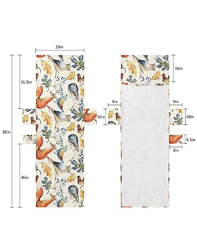 Fall, Beach Lounge Chair Towel Cover, Soft Chaise Lounge Towel with Side Pockets Patio Pool Chairs Cover for Beach/Pool Sunbathing 29x85 Leaves Flowers Cartoon Owl Fox Harvest Festival Acorn