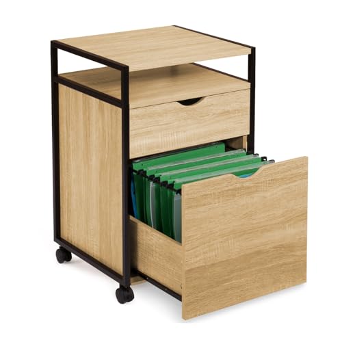IDMarket - Caisson de Bureau Support imprimante Detroit 2 tiroirs Design Industriel