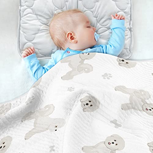Image of Bichon Frise Dog Swaddle Blanket for Infants, Lightweight Soft Swaddling Blanket for Crib, Stroller, 30x40 in