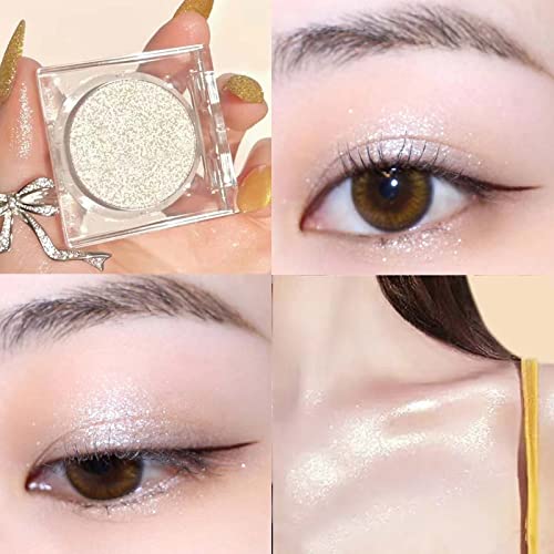 Daeuwiutr White Glitter Eyeshadow Primer Palette Waterproof Smudge Proof Long Lasting Shimmer Eyeshadow Create Highlight And Shadow Perfect Finish Eye Makeup(White Glitter 9#) #TOP6