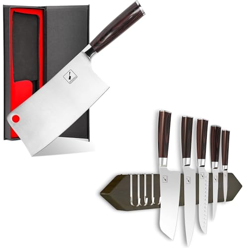 imarku Cleaver Knife 7 Inch Meat Cleaver Magnetic Knife Holder for Wall - 16 Inch Gray