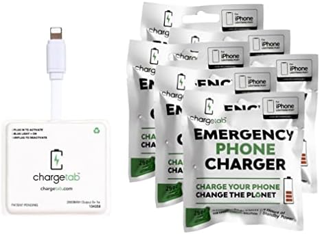 ChargeTab New V4 Emergency Portable Cell Phone Power, iPhone Lightning Charger, Pre-Charged Battery Pack with 2 Year Shelf Life (2900mAh Each) (6 Pack)