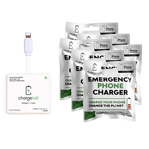 Chargetab New V4 Emergency Portable Cell Phone Power, Iphone Lightning Charger, Pre-Charged Battery Pack With 2 Year Shelf Life (2900Mah Each) (6 Pack) #TOP2