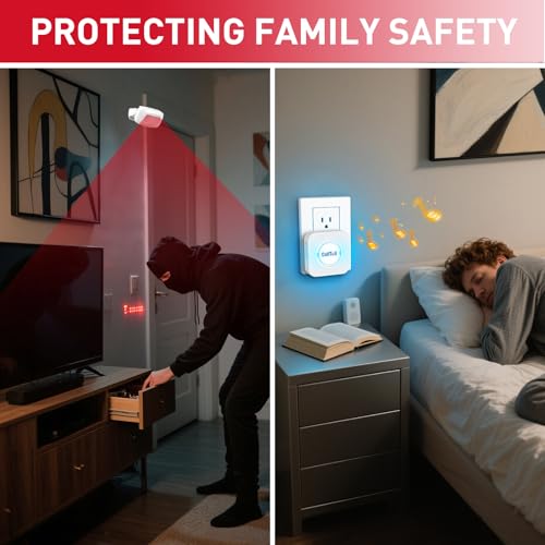 CallToU Wireless Motion Sensor Alarm Indoor Motion Detector Alarm, Bed Alarms for Elderly Dementia Patients, Motion Sensor Door Chime with 500 FT Range, 5 Adjustable Volume 1 Sensor + 1 Receiver - Thumbnail 6