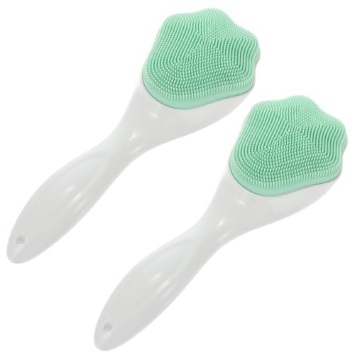IWOWHERO Cepillo de Limpieza Facial Manual de Silicona Verde, 2 Unidades, Diseño Forma de Garra Mango Largo Ergonómico, Depurador Facial para Exfoliación Profunda y Cuidado Piel Sensible