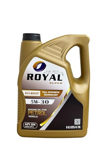 Royal Super 5W-30 Full Synthetic Engine Oil for Petrol Vehicles, API SN, 5 Quarts (5W-30, 5 U.S QTS (4.73 ltr))