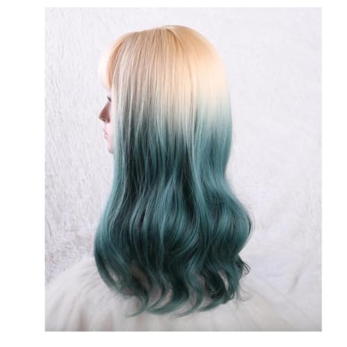 Perruque bouclée bleue dégradée 55cm haute durabilité pour femmes