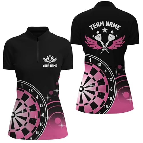 Outfitsuche Women's Black Pink Quarter Zip Dart Jersey Lightweight Breathable Fabric for Comfort and Performance Q874