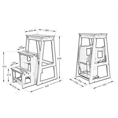 Marchepied pliable portable multi-usage en bois de noyer foncé - 3