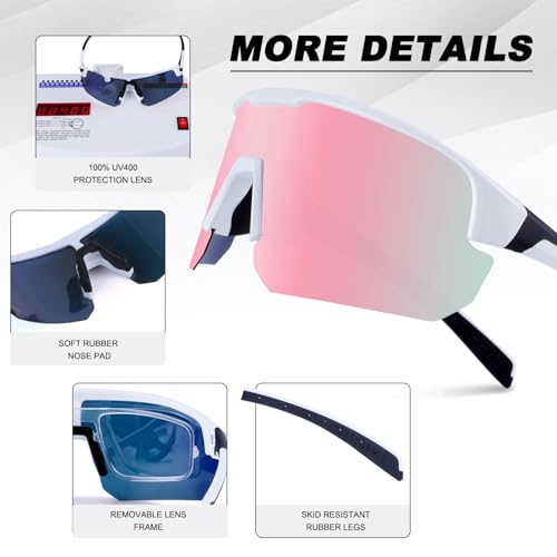 Image of BangLong Polarized Sports Sunglasses for Men Women UV400 Protection | TAC HD Lens, RX Insert Included, Lightweight Wrap-Around Design for Running Cycling Baseball Hiking