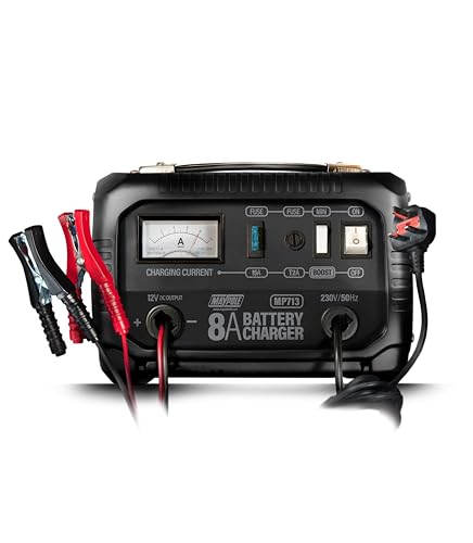 Maypole 8A 12V Metal Cased Car Battery Charger Workshop Use Cars Tractors Caravans Motorhomes