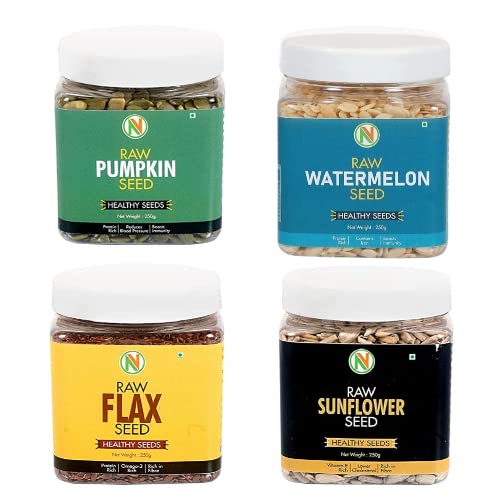 Nature Vit Raw Seeds Combo For Eating,1Kg(Pumpkin,Watermelon,Sunflower And Flax Seeds-250G Each,Pack Of 4) (B0C2VHQMYT) Amazon Price History, Amazon Price Tracker
