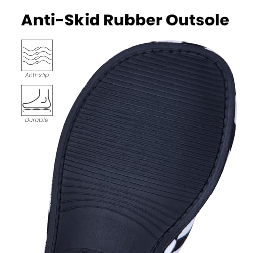 Image of Women's House Slippers Open Toe, Soft Knit Striped Bedroom Slippers with Cushioned Footbed, Non-Slip Sole for Indoor Home Use