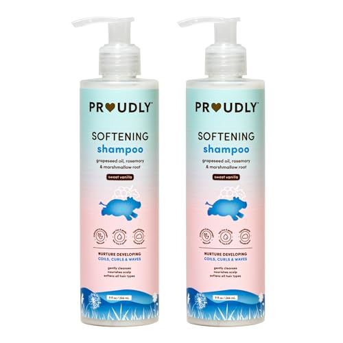 Image of PROUDLY Softening Shampoo by Gabrielle Union & Dwyane Wade, Black & Brown Babies Coils, Curls & Waves, Tear-Free, Paraben-Free & Dermatologist-Tested, Sweet Vanilla, 9 oz, Pack of 2