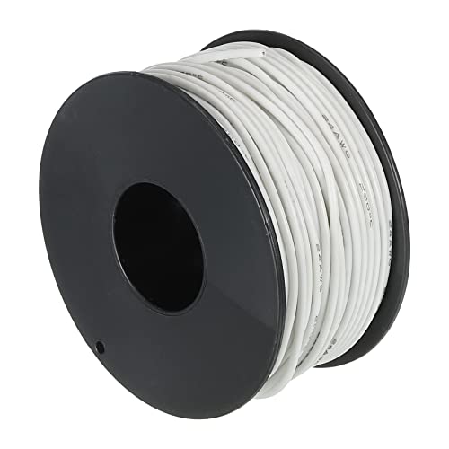 sourcing map 24 Gauge Silicone Wire 24AWG Stranded Wire High Temperature Hookup Tinned Copper 30m/100ft White Spool for Model Wiring, DIY Wiring