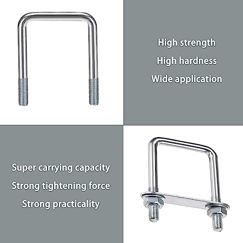 duoyif U-Bolts M10 100mm x 150mm Square Stainless Steel With Nut Frame Plate Washer U Bolts For Pipe Fixing Car Ships Die 1pc (M10 100x150mm) - Image 4