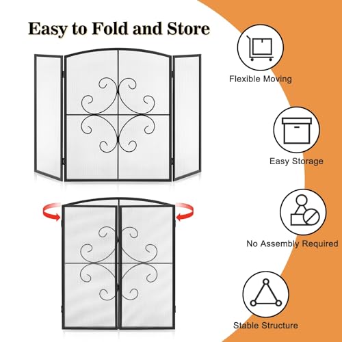 image for Gtongoko 3 Panel Fireplace Screen 48