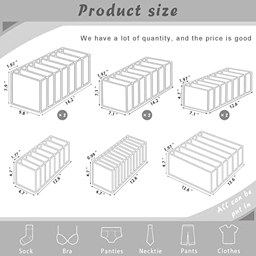 Ulendis 9 Pack Wardrobe Clothes Organizer For Drawers, Foldable Clothes Drawer Mesh Separation Box, Drawer Dividers For Clothes Pants Jeans T Shirt (2Jeans+2Bra+(Legging+Shirt+Panties+Sock)*1) #TOP1
