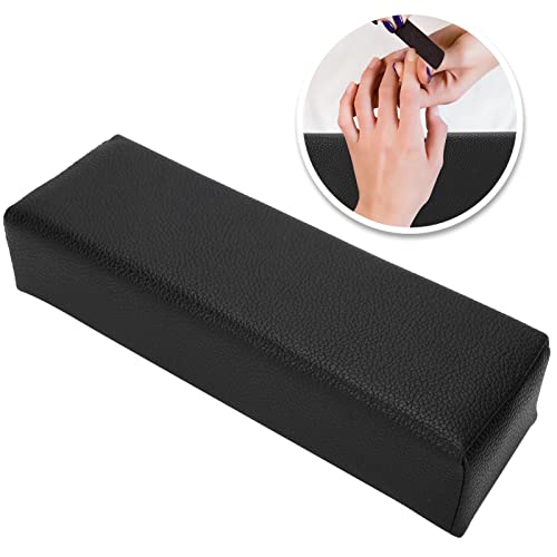 Nagelkunst Handkissen, Maniküre Nagel Handkissen Weiches Nagelkunst-Kissen PU Leather Handauflage für Nagelstudio, Salon Art Nagel Kunst, 30 x 9,5 x 6,5 cm (Black)