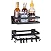 YunNasi Porte Epice Cuisine Mural 2 Pcs avec 8 Crochets Étagère à Épices Acier Inoxydable Convient pour Cuisine Salle de Bain Balcon, (Noir mat, 20cm)