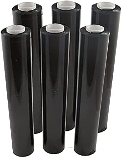 St@llion 400mm x 250m Heavy Duty Pallet Stretch Shrink Wrap Roll Parcel Packing Cling Industrial Film Wrap for Moving House Wrapping Pallets and Parcels (Black, Pack of 6)