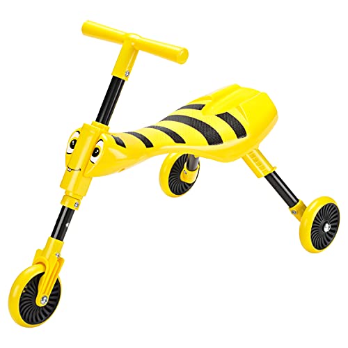 Scuttlebug 3-Wheel Foldable Ride-On Tricycle for 1+ Year Old Boys and Girls Bumblebee Trike Antennae Handlebar Develop Your Toddlers Balance and Motor Skills Fun with No Surface Scratches