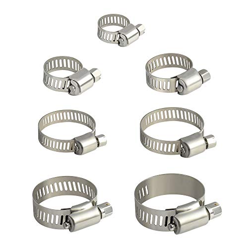 TUPARKA 60 PCS 6mm-38mm 7 Tamaño Abrazaderas Metalicas Tubo Inoxidable,Justable Flexible Manguera para Flexible