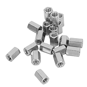 20-delige Zeskantkoppelingsmoerset Verbindingsmoeren Roestvrij Staal Zeshoekig 304 Roestvrij Staal Zilver Kit Assortiment $prep$ Ronde Koppelingsmoer Koepelkoppelingsmoer