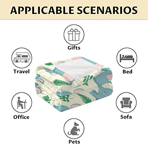 Elephant Blanket Gifts - 30"x40" Cute Throw for Women Girls - Green Soft Fuzzy Blankets for Couch & Office