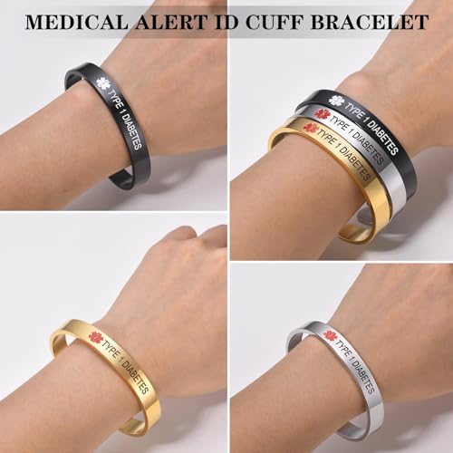 Xuanpai B-125 Penicillin Allergy Stainless Steel Medical Alert Bracelet Cuff Bangle thumb #1