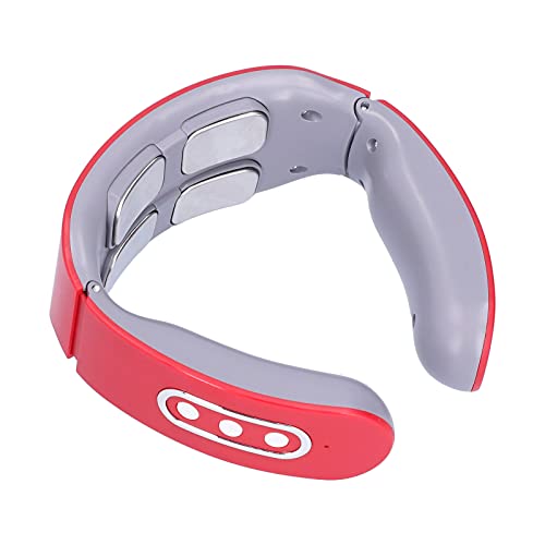 Massage du Cou, Masseur de Cou Intelligent Portable avec 4 Têtes de Massage, 6 Modes de Massage 9 Niveaux de Massage Intelligent des Points de Déclenchement des Tissus Profonds pour la Maison(rouge)