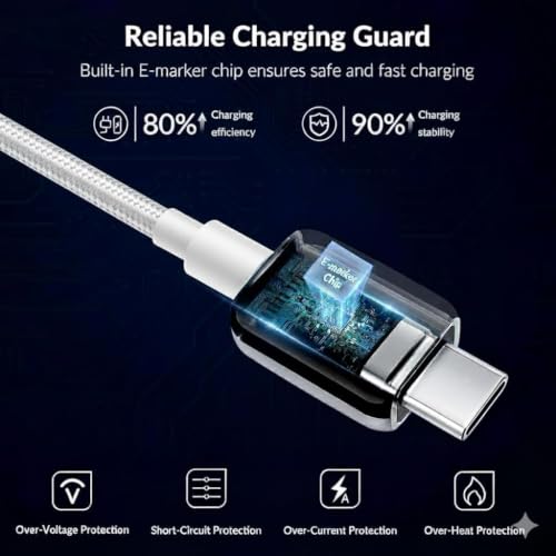 Image of iPhone Charger Cable(MFi Certified) Type C to Type C Cable for iPhone 17 /17 Air /17 Pro /17 Pro Max, 16 /16 Plus /16 Pro /16 Pro Max, iPhone 15, Samsung Galaxy S24 /S23 /S22 /S21 FE Laptop & Other Devices