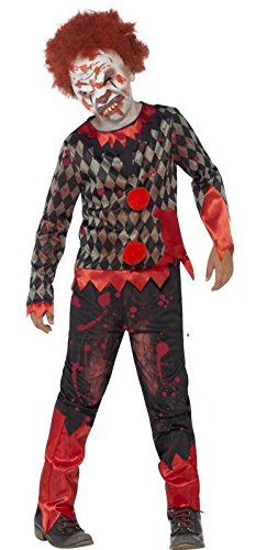 Smiffys Deluxe Zombie Clown Costume Latex Mask, Top & Trousers, Branded Product Fancy Dress, Clown Dress Up Costumes