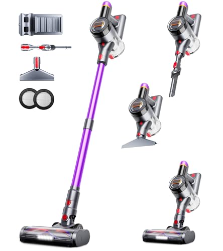 Cordless Vacuum Cleaner, 550W 45Kpa Vacuum Cleaners for Home, 60Mins Stick Vacuum with Self-Standing, LED Display, 8-in-1 Wireless Vacuum for Carpet Pet Hair Hardfloor