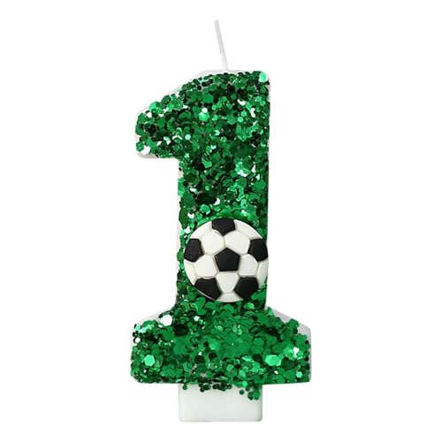 3D Velas De Cumpleaños, Fútbol Verde Vela,velas cumpleaños numeros，velas cumpleaños bengala，Vela de Número 1 de Pastel Decoración,Aniversarios,Baby Shower de Cumpleaño(Número 1)