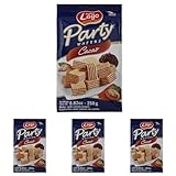 LAGO, Party Cacao 250 g, Wafer avec crème cacao 74% avec 5 couches Friables de gaufrer et une crème chocolat Velourtée (Lot de 4)