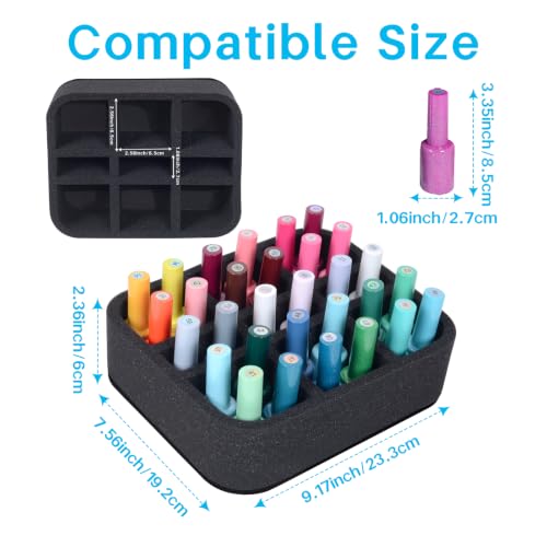 Image of Nail Polish Organizer Holder Foam Pad DIY with 9 Slots for Storage Nail Polish or Essential Oil Tray for Drawers Black