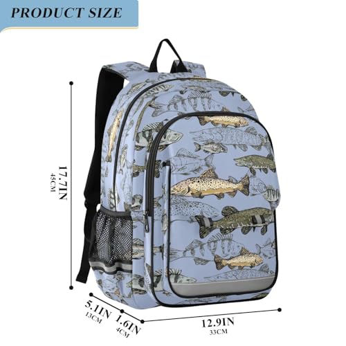River Fish Backpack for Girls-Boys Middle-School Elementary Bookbags Large Toddler School Bags2