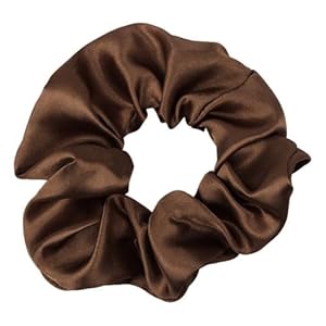 4 Stück Damen Satin Haargummi,Seiden Haarband Weich Elastisch Hair Scrunchies Stoff Haargummis Haarbänder Pferdeschwanz-Halter Haarschmuck für Frauen Feine und Dicke Haare,Braun B